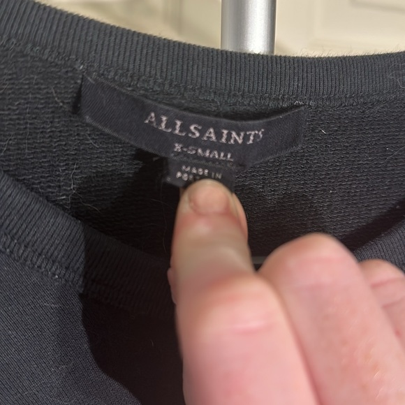 Allsaints Black Paloma Cropped Sweatshirt XS - Picture 5 of 6